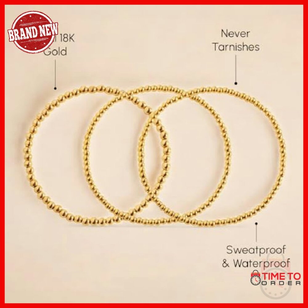 Sterling Silver Beaded Bracelet Stack Set, Stretc… - image 4